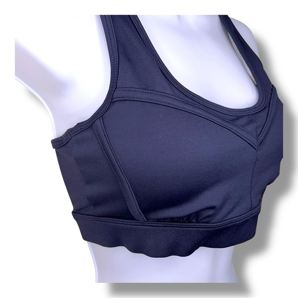 Small Evree Navy Blue Sports Bra Zebra Mesh Back Panel Racerback Removable Cups - Picture 1 of 10